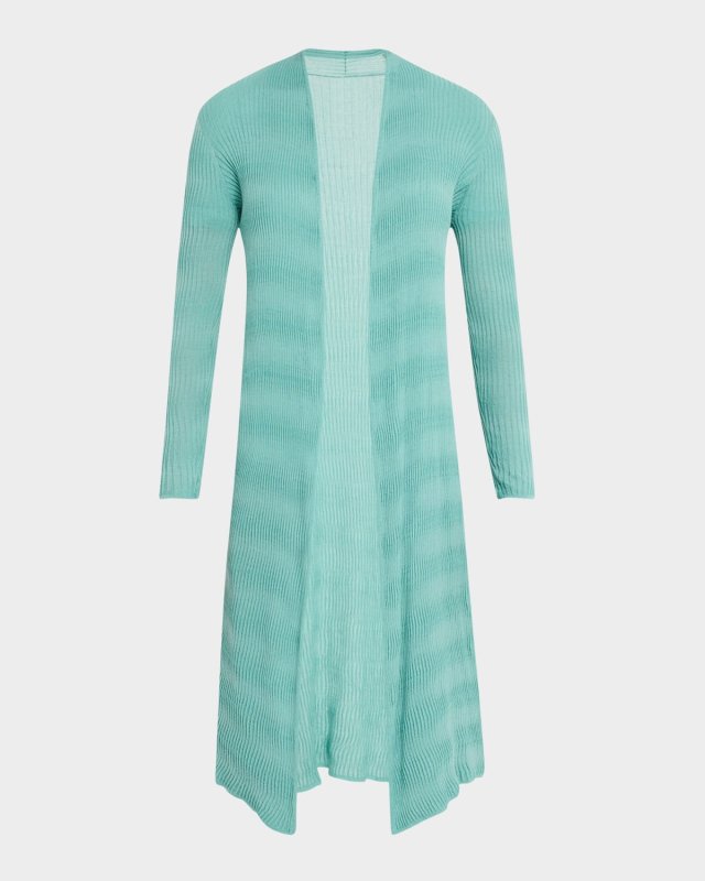 Ribbed Open-Front Duster Cardigan